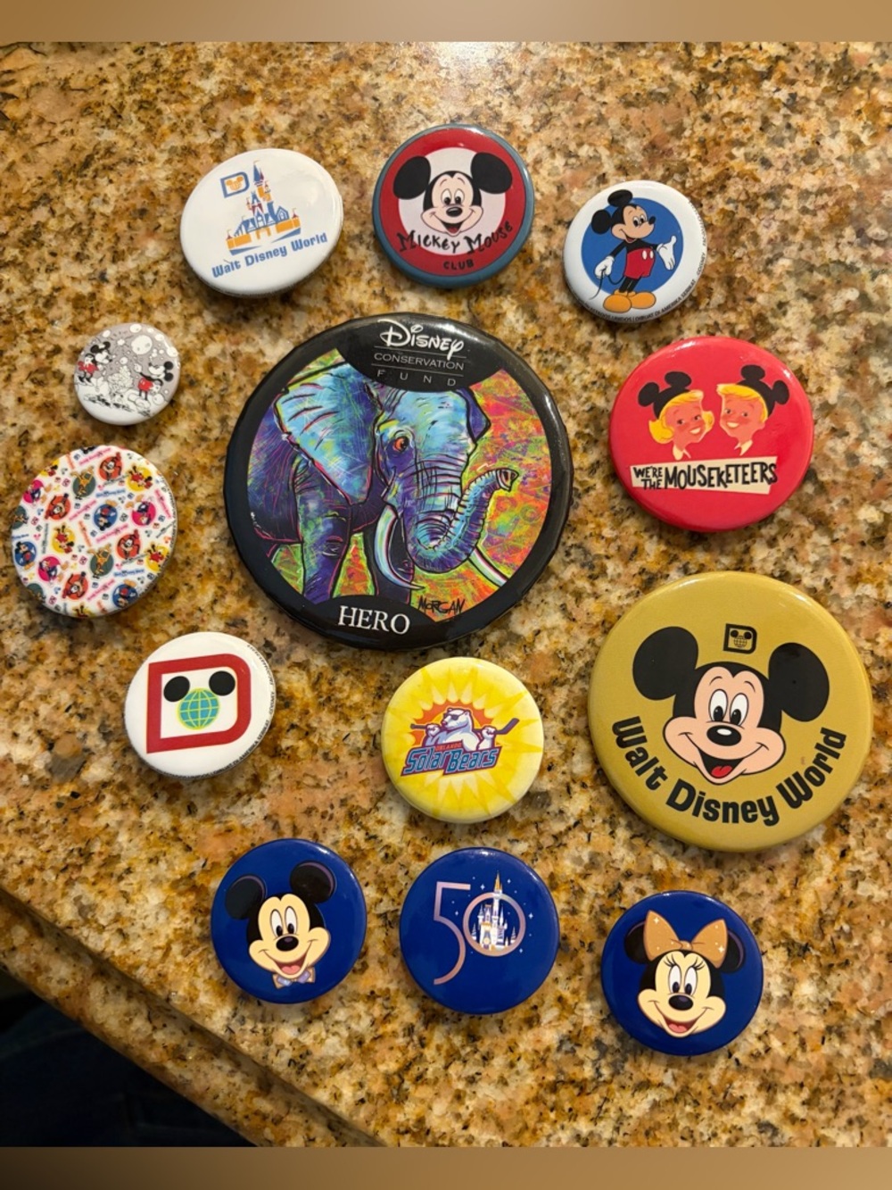 Disney Mickey Mouse Button Pin Lot in Red, Blue, Yellow, Black, White